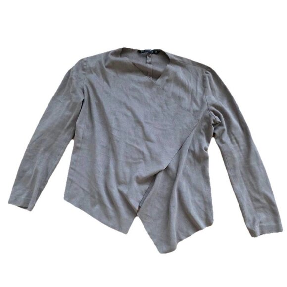 Zara Woman Top Suede Jacket Waterfall Drape Cardigan Small A001175 - Picture 1 of 6